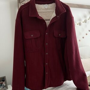 Men's Burgundy Shirt Jacket
